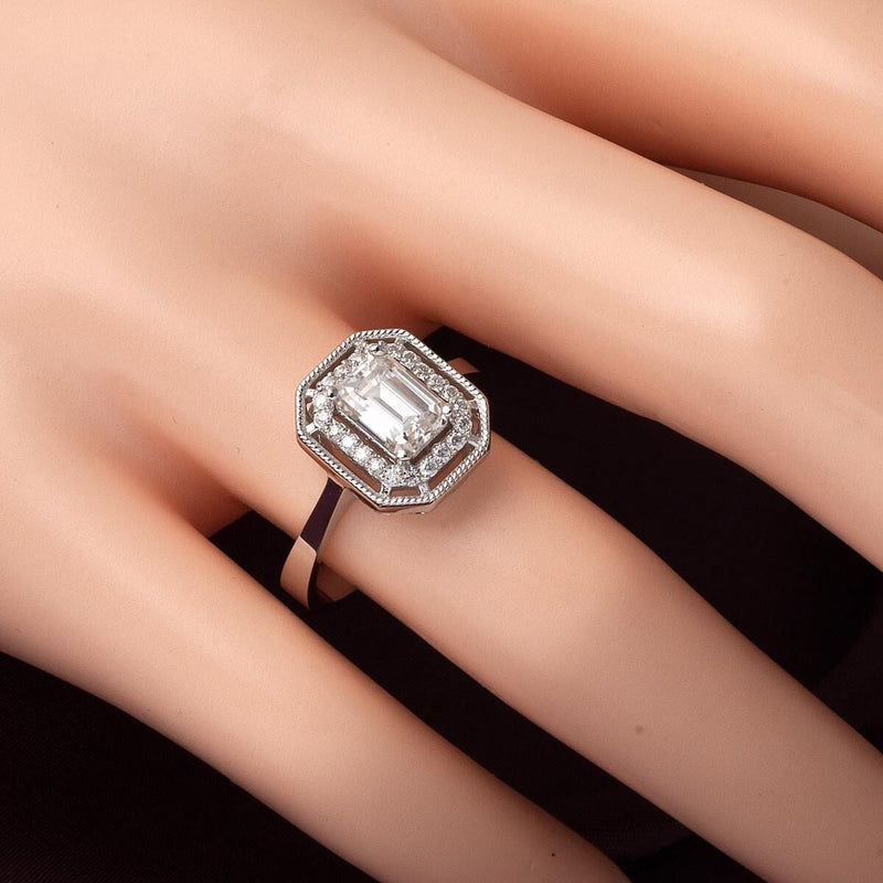 14K White Gold 1.20 Ct Moissanite Baguette Ring