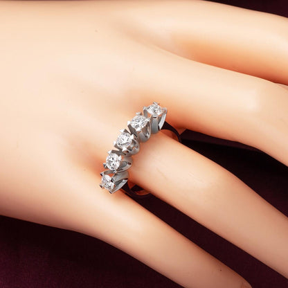 14K White Gold 1.20 Ct Five Stone Moissanite Ring