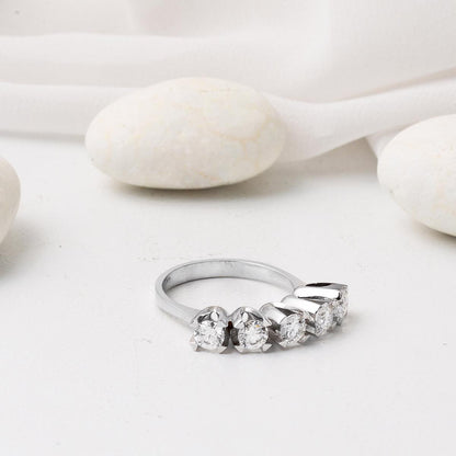 14K White Gold 1.20 Ct Five Stone Moissanite Ring