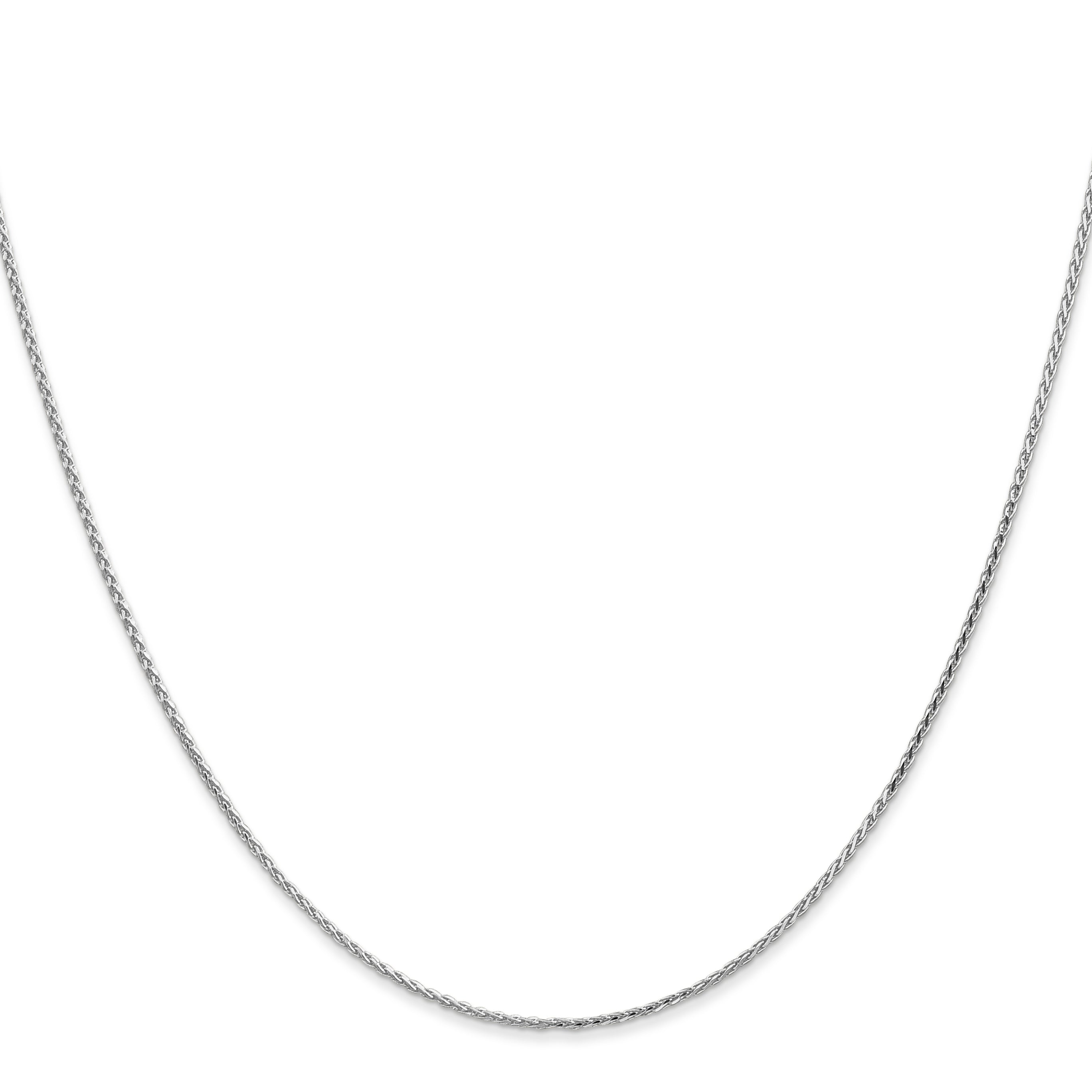 20 Inch 14K White Gold 1.0mm D/C Wheat Chain Necklace