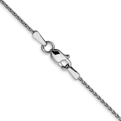 16 Inch 14K White Gold 1.0mm D/C Wheat Chain Necklace