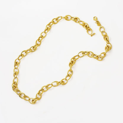 14K Yellow Gold Italian Hoop Chain Necklace