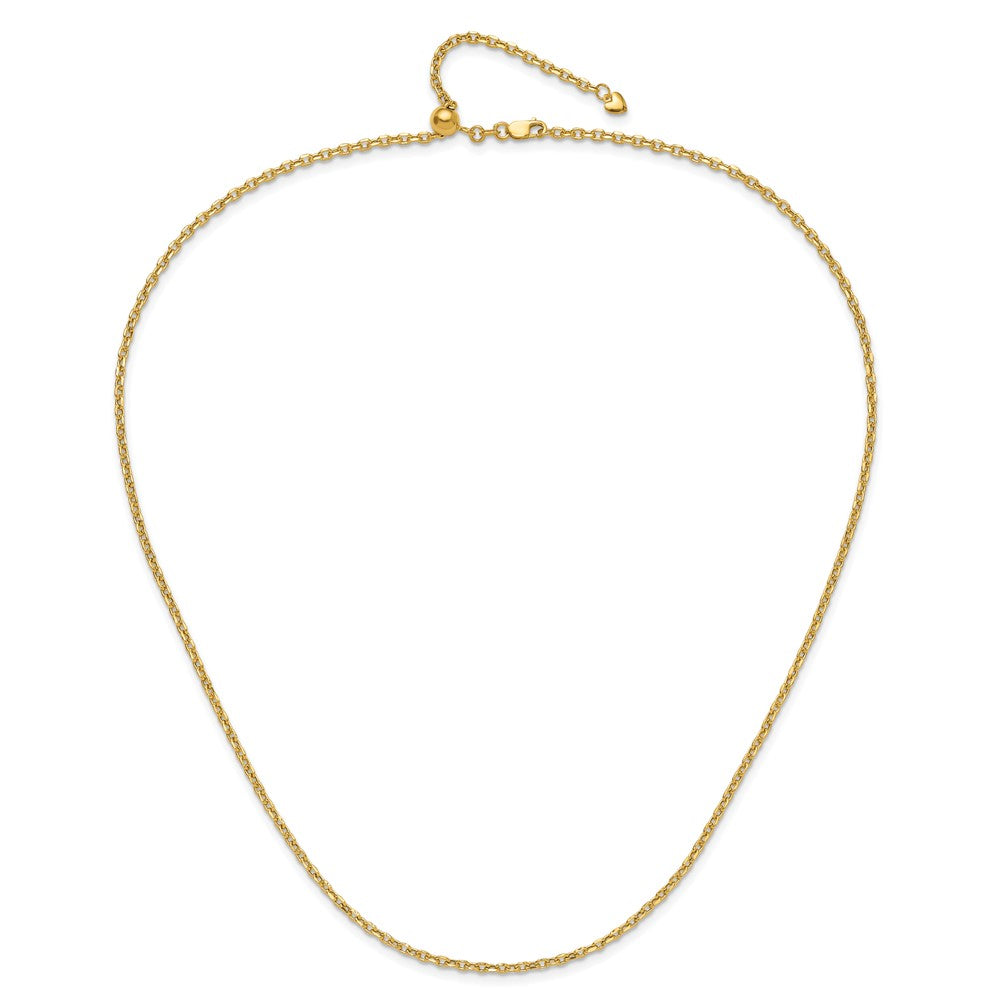 30 Inch 14K Adjustable 2.5mm Semi-Solid D/C Cable Chain Necklace