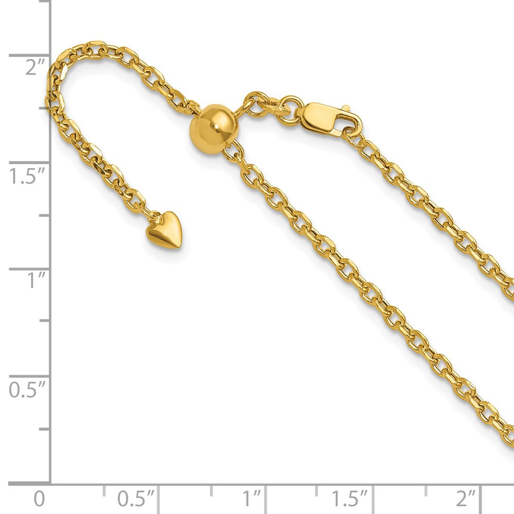 22 Inch 14K Adjustable 2.5mm Semi-Solid D/C Cable Chain Necklace