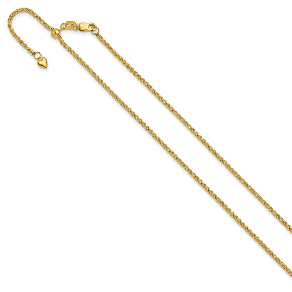 26 Inch 14K Yellow Gold Adjustable 1.6mm Semi Solid Spiga Chain Necklace