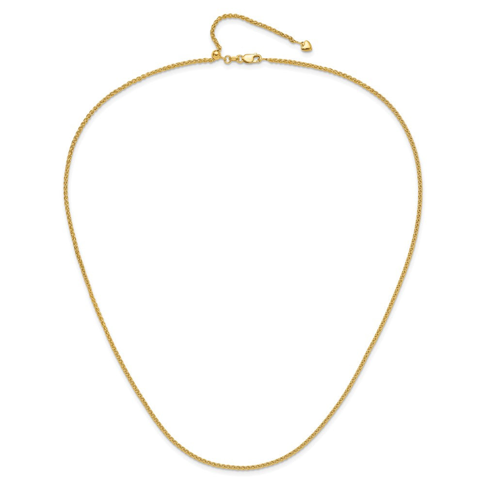 22 Inch 14K Adjustable 1.6mm Semi-Solid Spiga Chain Necklace
