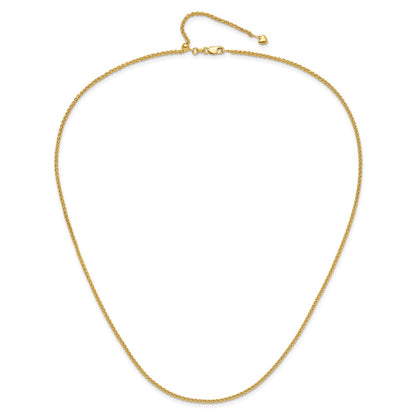 22 Inch 14K Adjustable 1.6mm Semi-Solid Spiga Chain Necklace