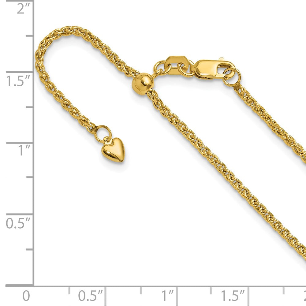 26 Inch 14K Yellow Gold Adjustable 1.6mm Semi Solid Spiga Chain Necklace