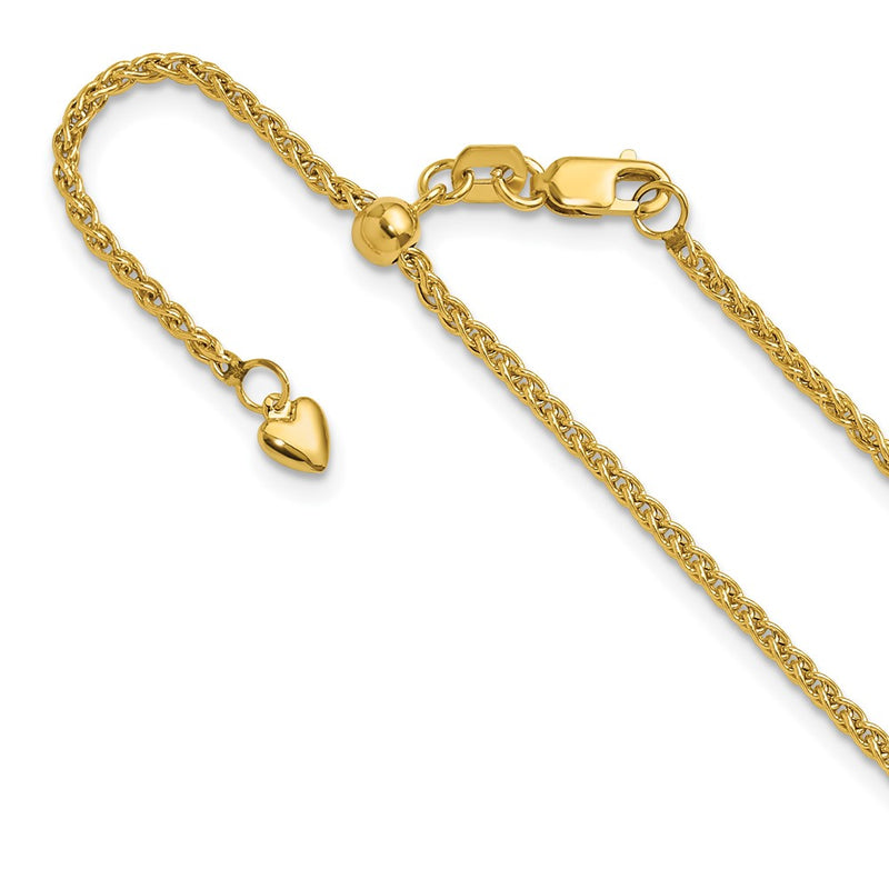 30 Inch 14K Adjustable 1.6mm Semi-Solid Spiga Chain Necklace