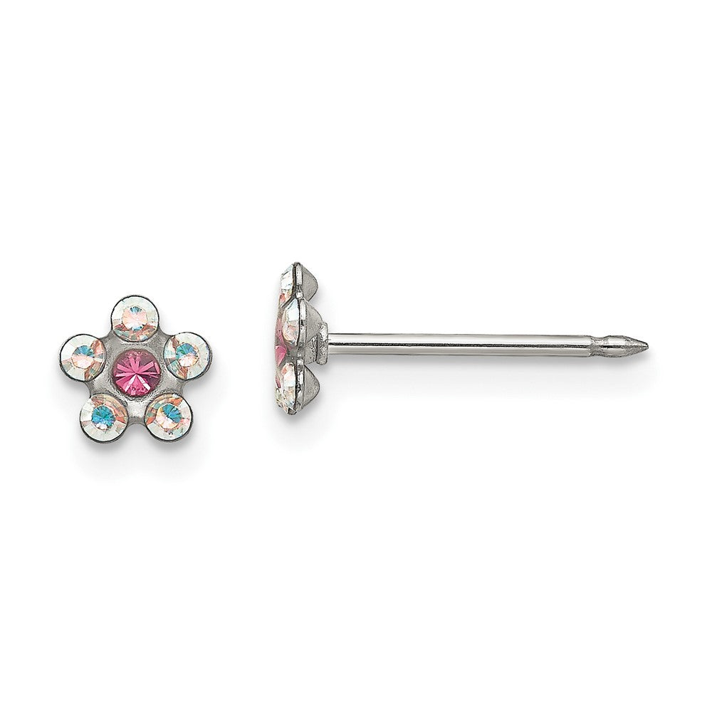 Stainless Steel Inverness Clear/Rose Crystal Post Earrings