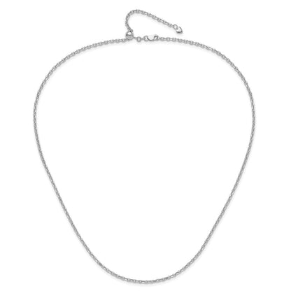 30 Inch 14K White Gold Adjustable 2.5mm Semi-Solid D/C Cable Chain Necklace