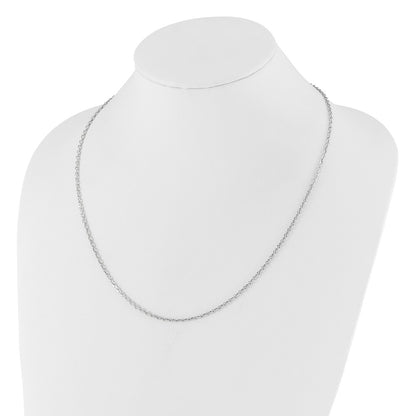 30 Inch 14K White Gold Adjustable 2.5mm Semi-Solid D/C Cable Chain Necklace