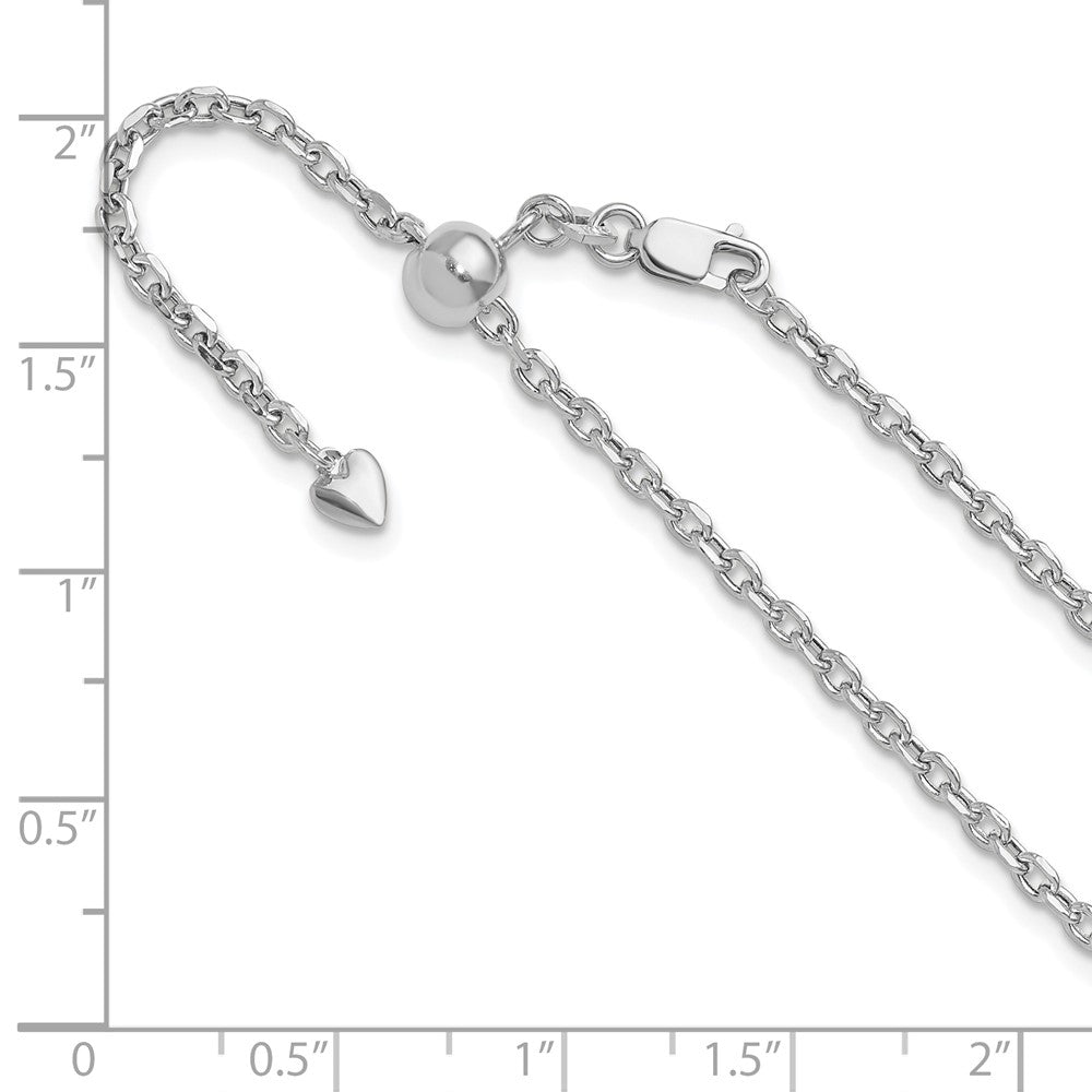 22 Inch 14K White Gold Adjustable 2.5mm Semi-Solid D/C Cable Chain Necklace