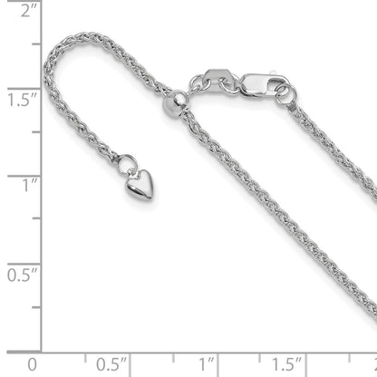 22 Inch 14K White Gold Adjustable 1.6mm Semi-Solid Spiga Chain Necklace