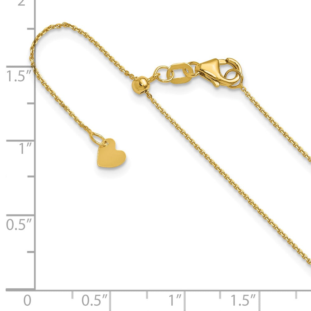3 Inch 14K Yellow Gold Adjustable 1mm D/C Cable Chain Necklace