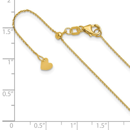 3 Inch 14K Yellow Gold Adjustable 1mm D/C Cable Chain Necklace