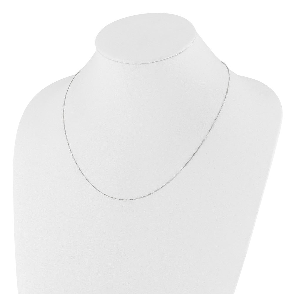 22 Inch 14K White Gold Adjustable 1mm D/C Cable Chain Necklace