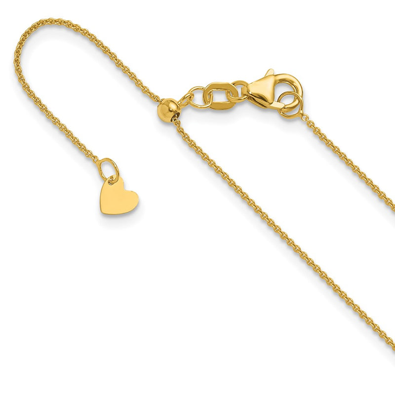 22 Inch 14K Adjustable .7mm Round Cable Chain Necklace
