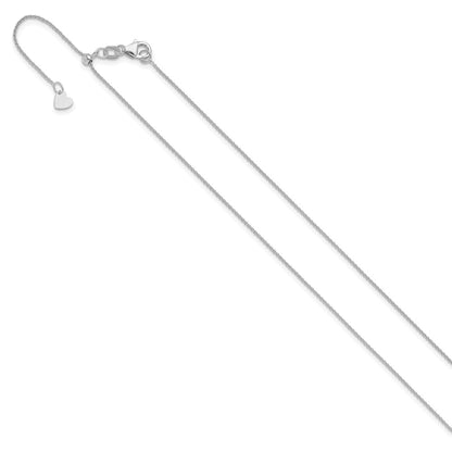 22 Inch 14K White Gold Adjustable .7mm Round Cable Chain Necklace