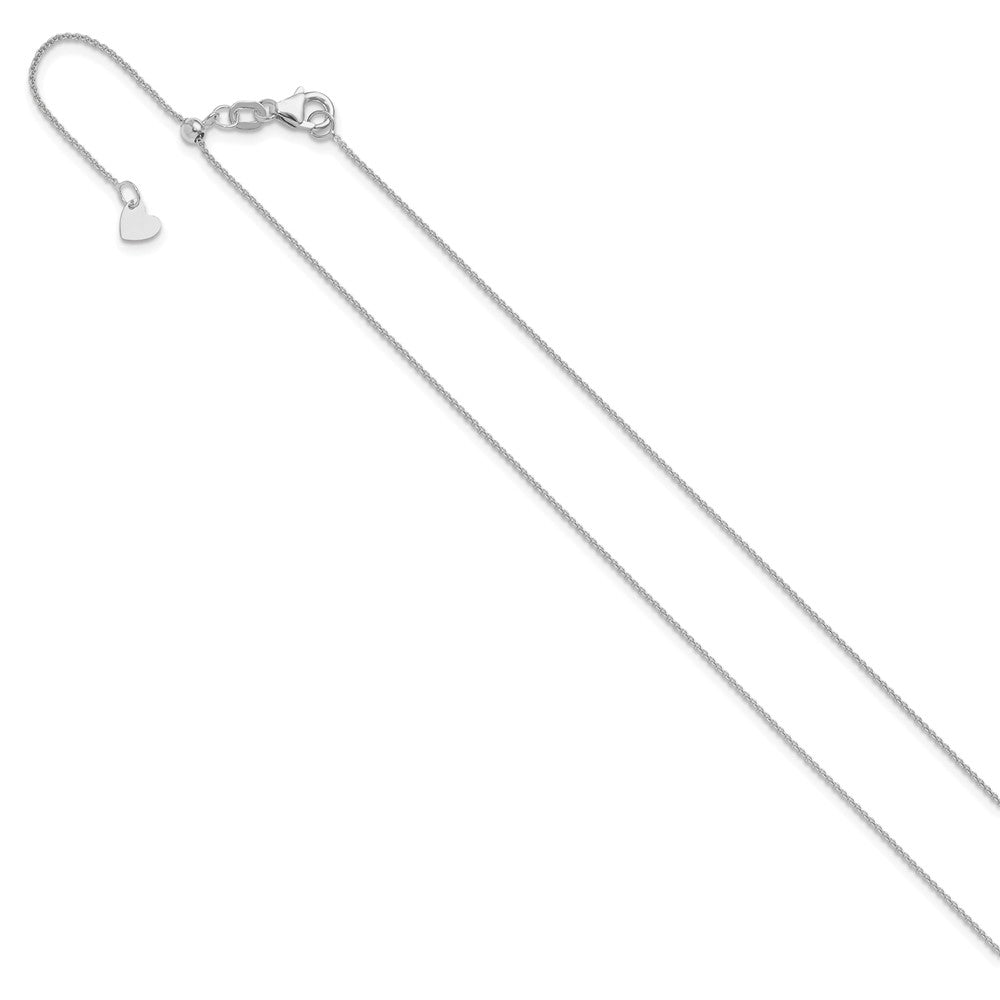 30 Inch 14K White Gold Adjustable .7mm Round Cable Chain Necklace