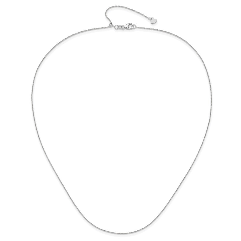 22 Inch 14K White Gold Adjustable .7mm Round Cable Chain Necklace