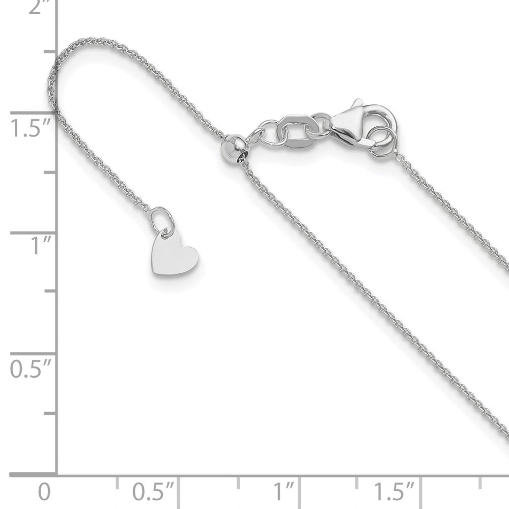 30 Inch 14K White Gold Adjustable .7mm Round Cable Chain Necklace