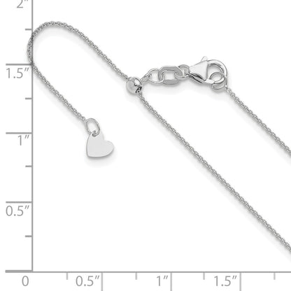 30 Inch 14K White Gold Adjustable .7mm Round Cable Chain Necklace