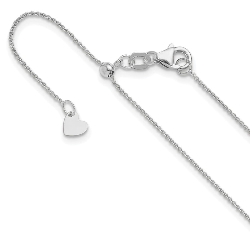 30 Inch 14K White Gold Adjustable .7mm Round Cable Chain Necklace
