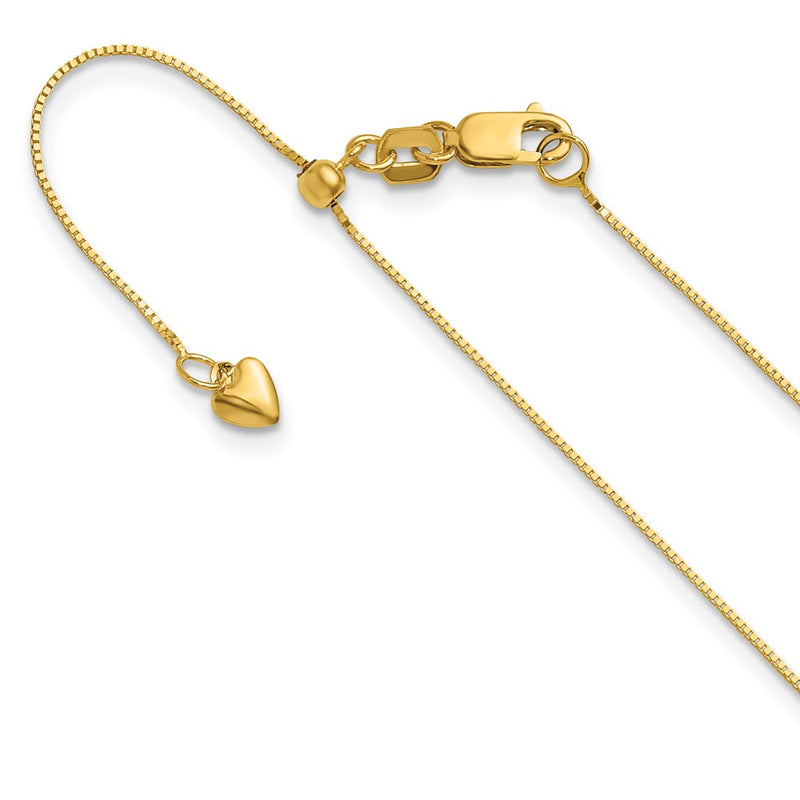 3 Inch 14K Yellow Gold Adjustable .55mm Baby Box Chain Necklace