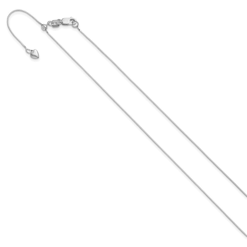 22 Inch 14K White Gold Adjustable .55mm Baby Box Chain Necklace