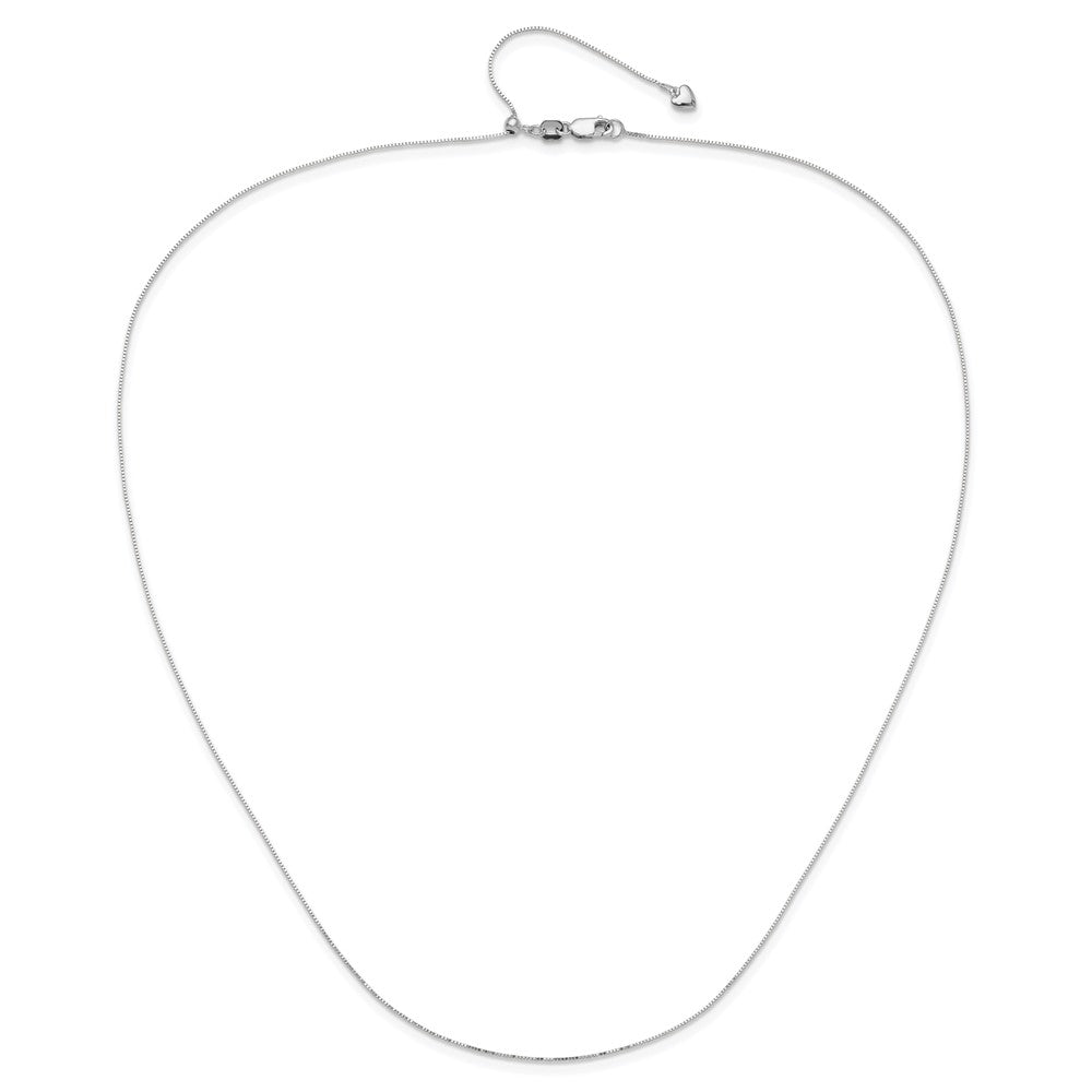 22 Inch 14K White Gold Adjustable .55mm Baby Box Chain Necklace