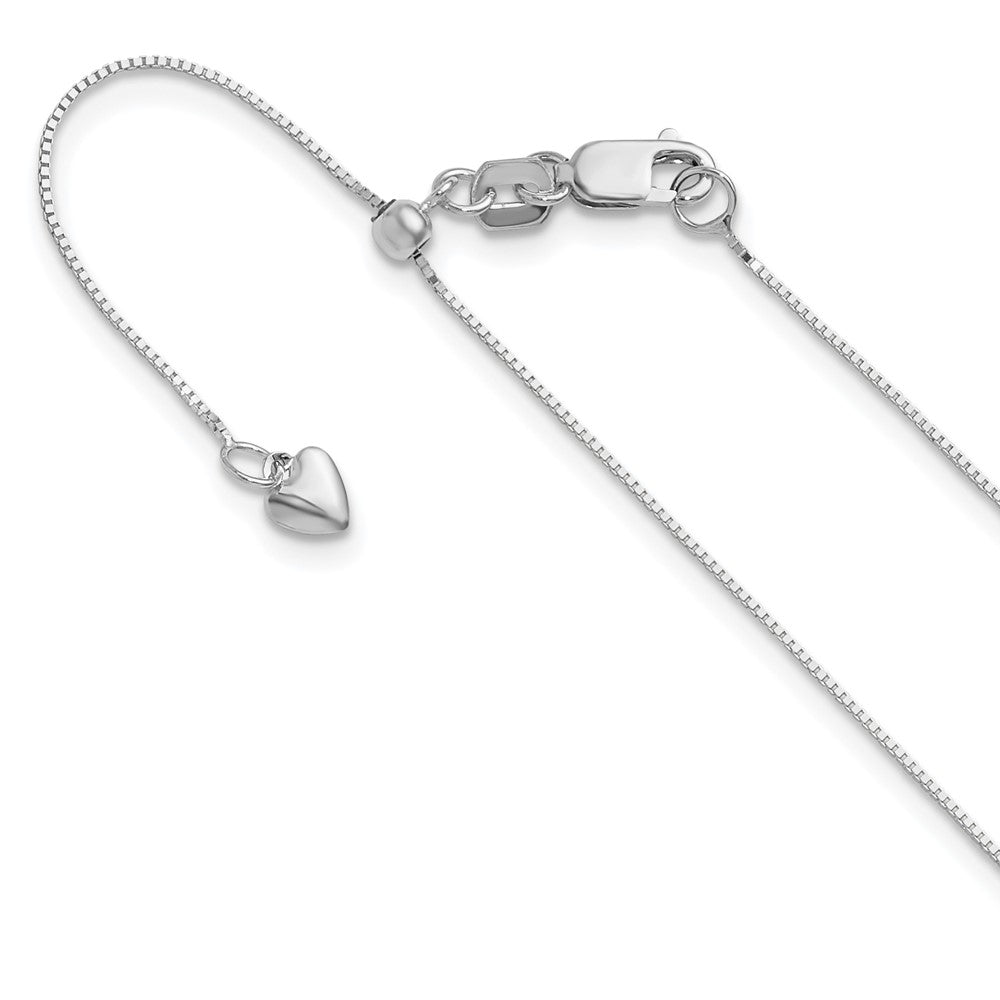 22 Inch 14K White Gold Adjustable .55mm Baby Box Chain Necklace