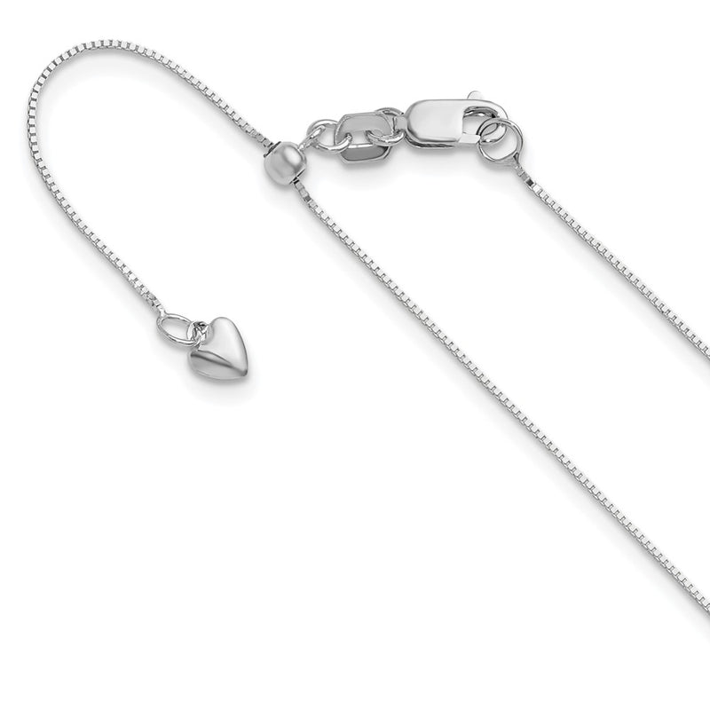 22 Inch 14K White Gold Adjustable .55mm Baby Box Chain Necklace