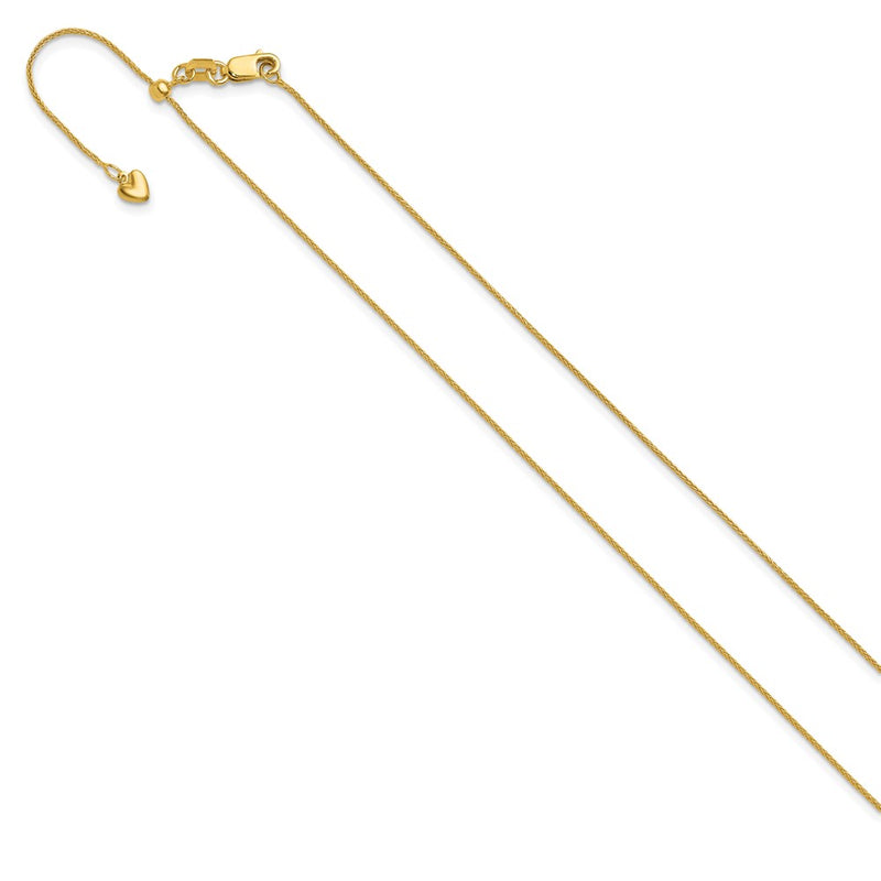 3 Inch 14K Yellow Gold Adjustable .85mm Wheat Chain Necklace