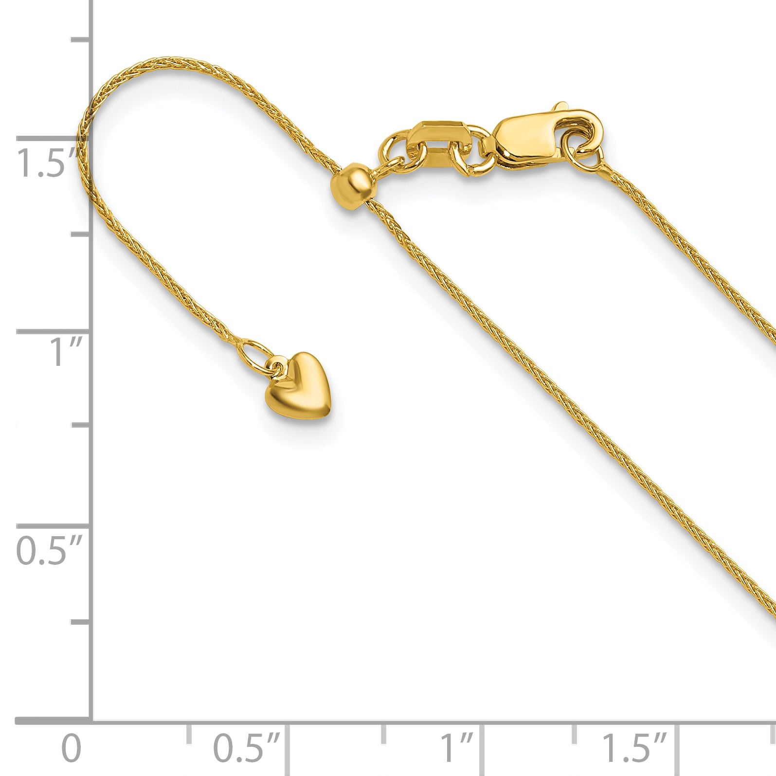 26 Inch 14K Yellow Gold Adjustable .85mm Wheat Chain Necklace