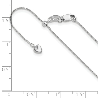 22 Inch 14K White Gold Adjustable .85mm Wheat Chain Necklace