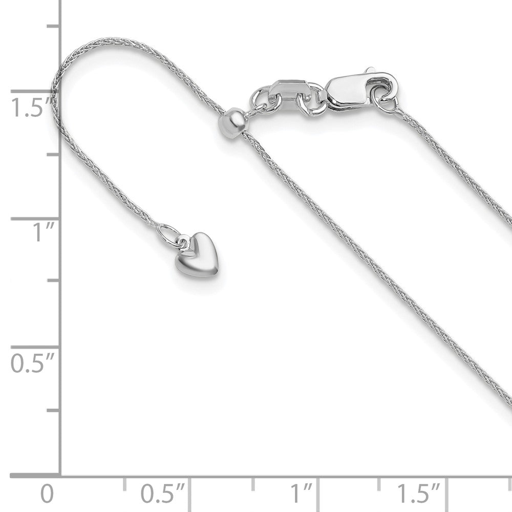 3 Inch 14K White Gold Adjustable .85mm Wheat Chain Necklace