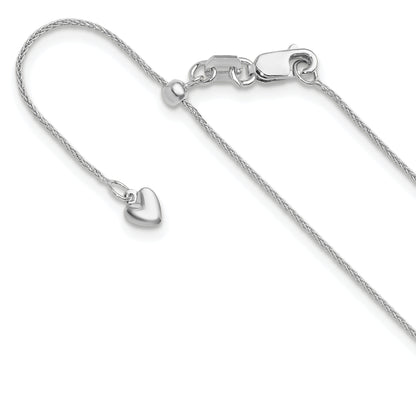 22 Inch 14K White Gold Adjustable .85mm Wheat Chain Necklace