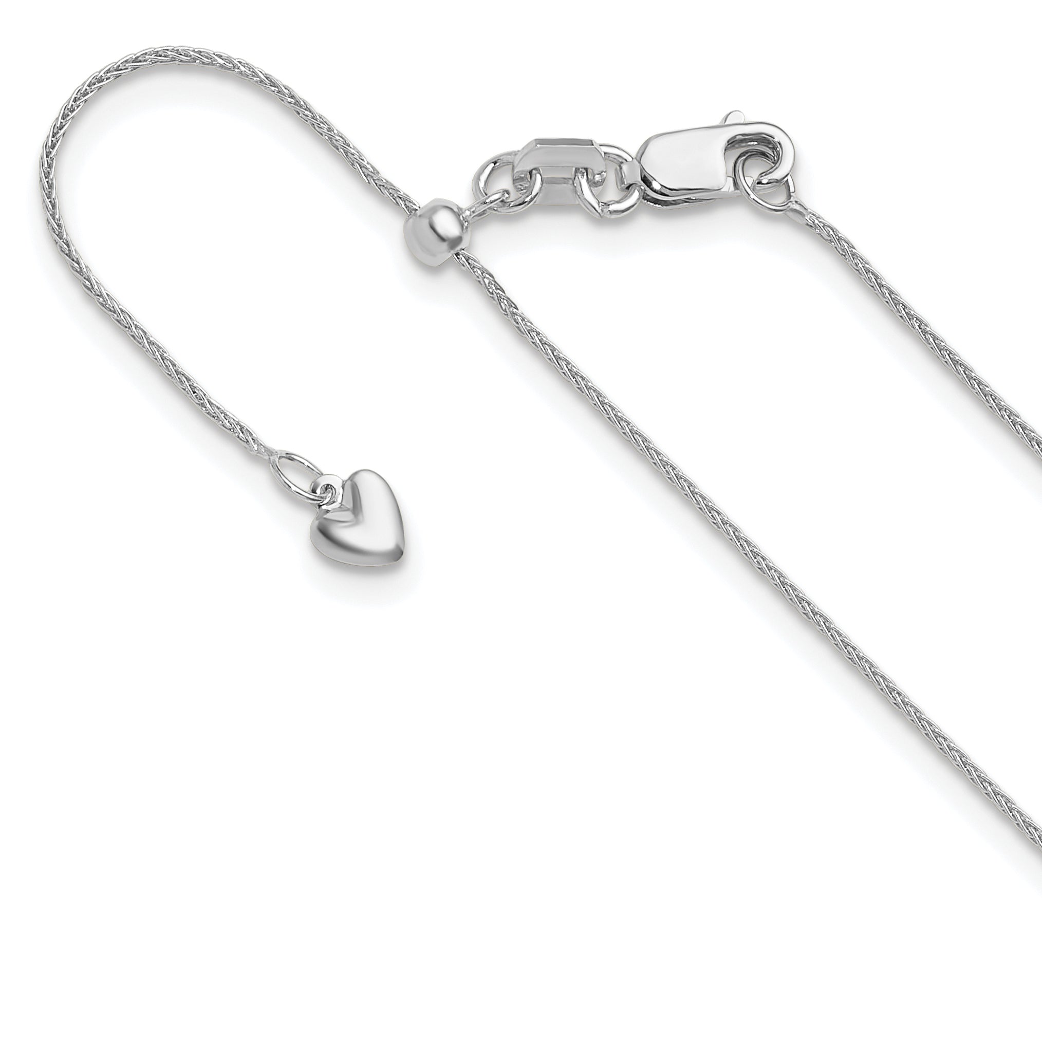 26 Inch 14K White Gold Adjustable .85mm Wheat Chain Necklace
