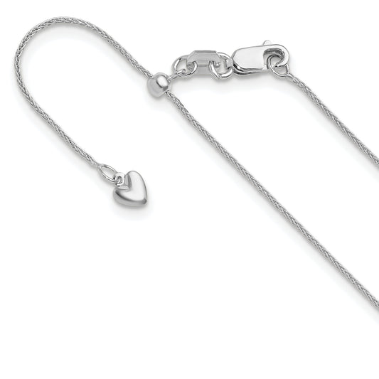 26 Inch 14K White Gold Adjustable .85mm Wheat Chain Necklace