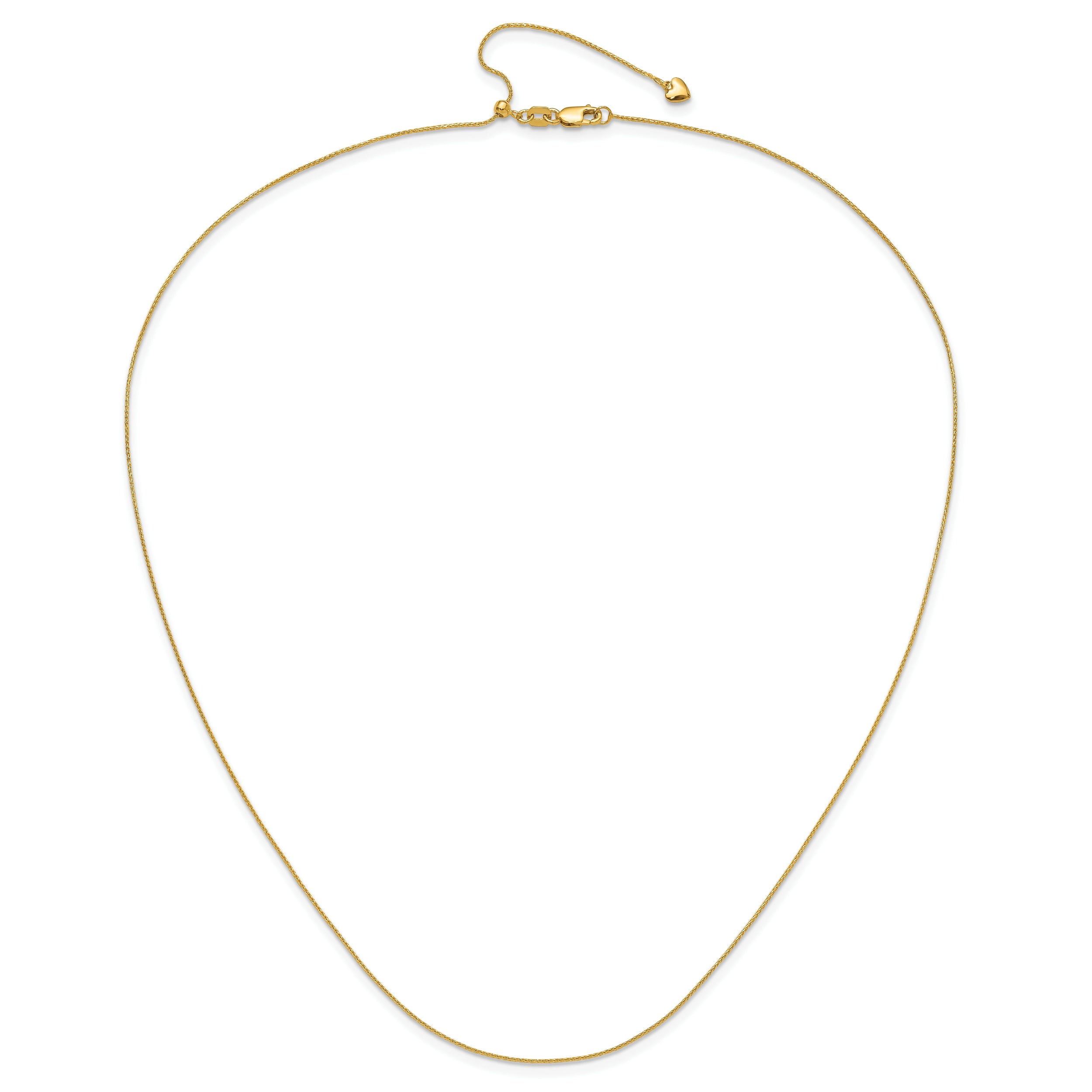 22 Inch 14K Adjustable .8mm D/C Wheat Chain Necklace