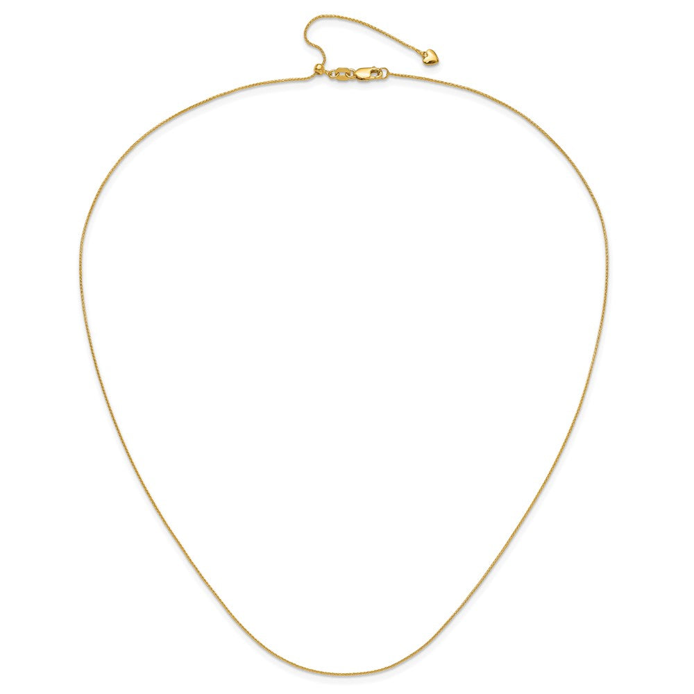 22 Inch 14K Adjustable .8mm D/C Wheat Chain Necklace