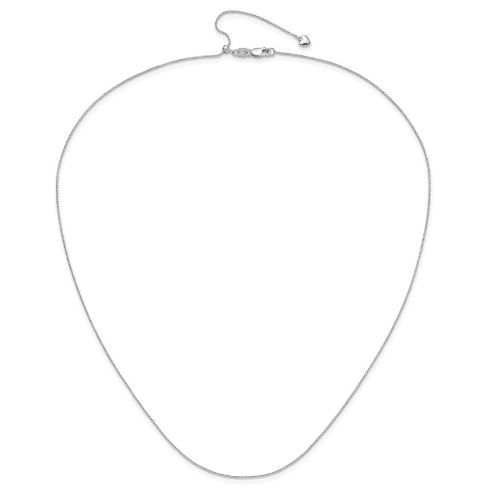 3 Inch 14K White Gold Adjustable .8mm D/C Wheat Chain Necklace