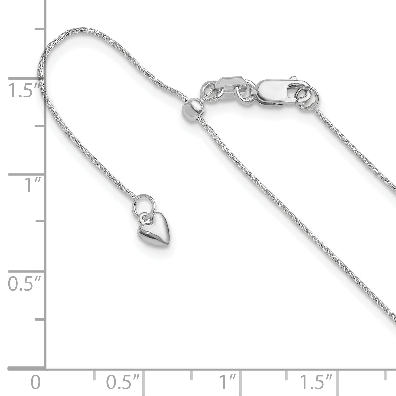 22 Inch 14K White Gold Adjustable .8mm D/C Wheat Chain Necklace