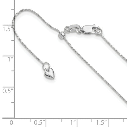 26 Inch 14K White Gold Adjustable .8mm D/C Wheat Chain Necklace