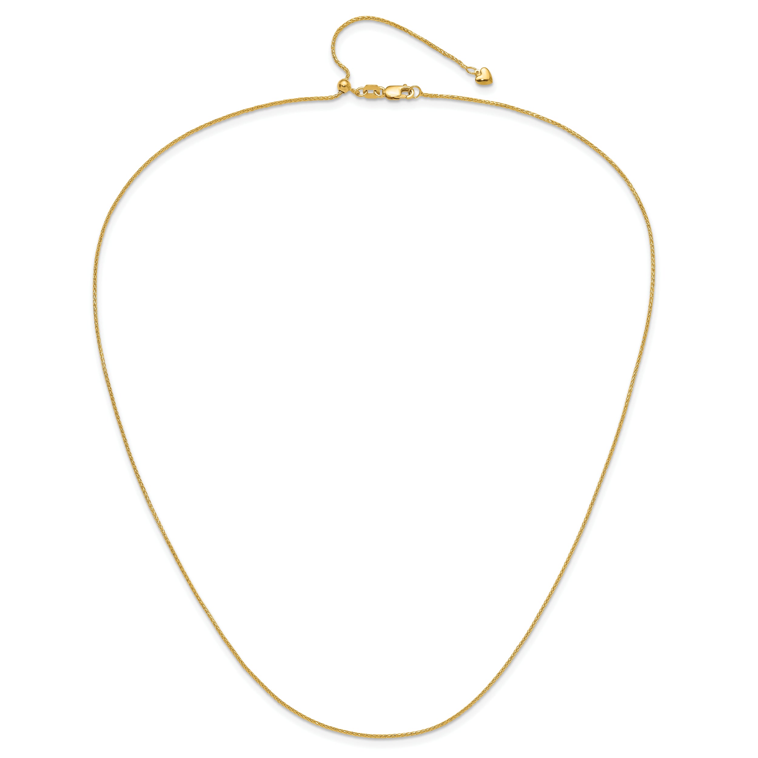 3 Inch 14K Yellow Gold Adjustable .95mm D/C Wheat Chain Necklace