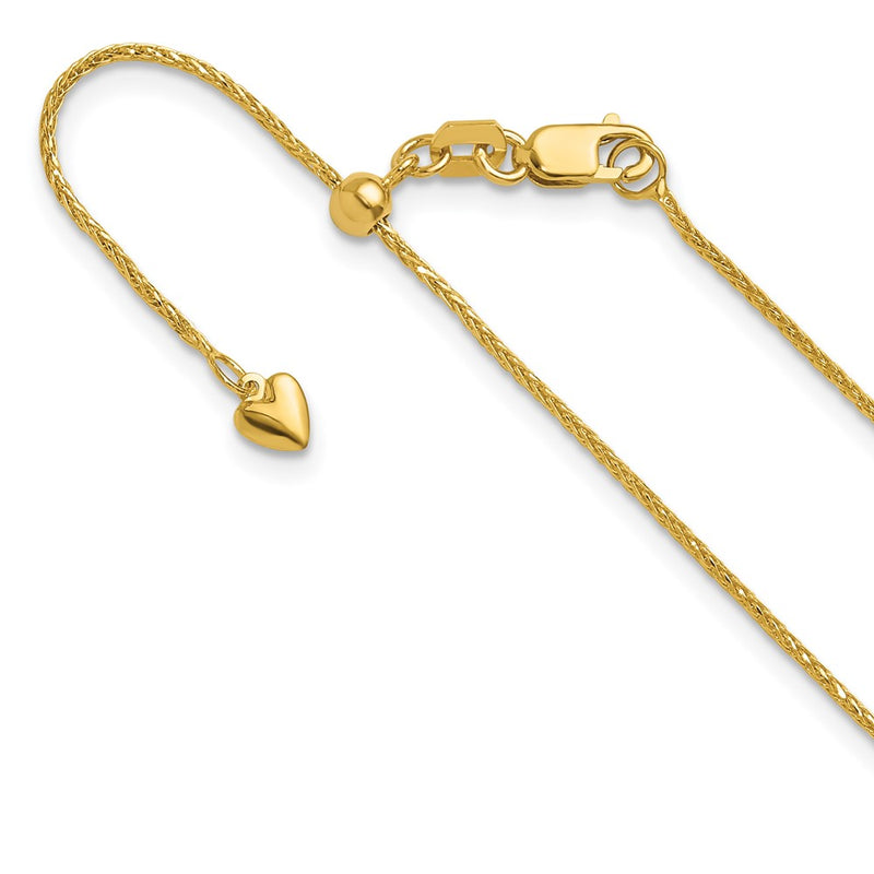26 Inch 14K Yellow Gold Adjustable .95mm D/C Wheat Chain Necklace