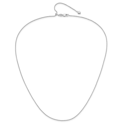3 Inch 14K White Gold Adjustable .95mm D/C Wheat Chain Necklace