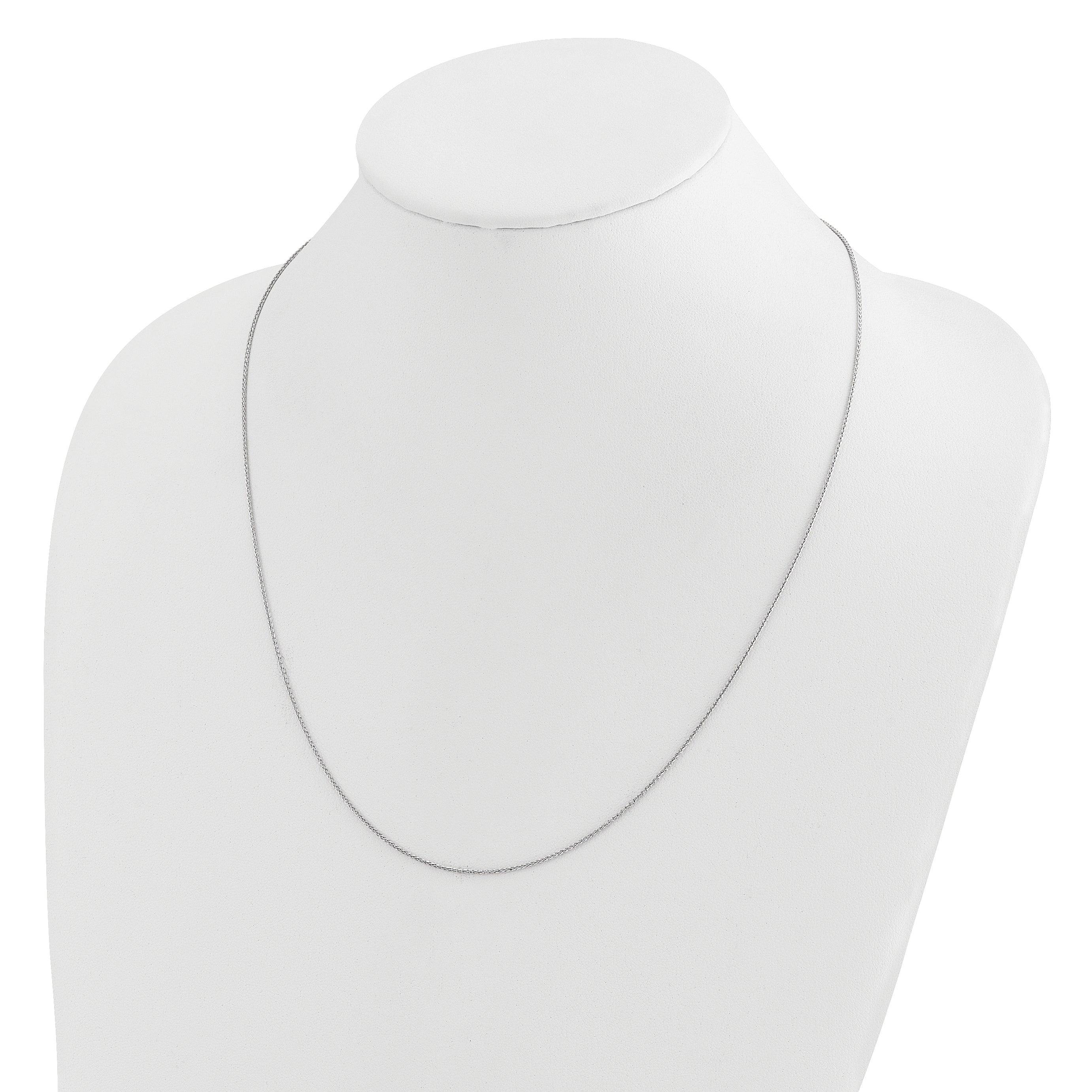 3 Inch 14K White Gold Adjustable .95mm D/C Wheat Chain Necklace