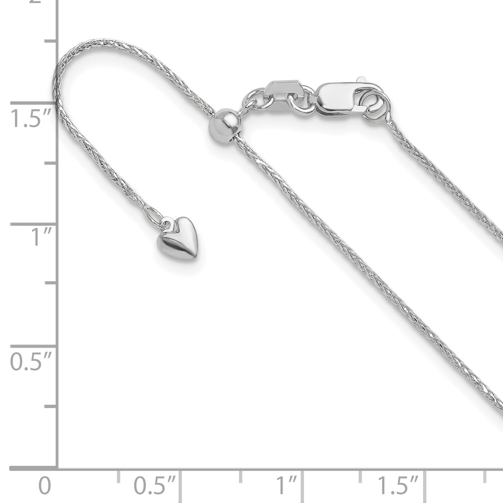 26 Inch 14K White Gold Adjustable .95mm D/C Wheat Chain Necklace